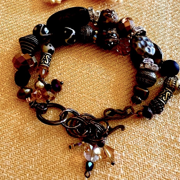 Larger Wrists? Artisan Double Bronzed Charmed Bracelet.  Fits up to 8.5” wrist. - Picture 4 of 7